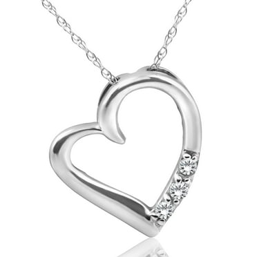 Silvercartvila Heart Pendant Necklace With 18 Chain 1/4Ct Heart Simulated Diamond In 14K White Gold Plated Silvercartvila Heart Pendant Necklace With 18 Chain 1/4Ct Heart Simulated Diamond In 14K White Gold Plated
